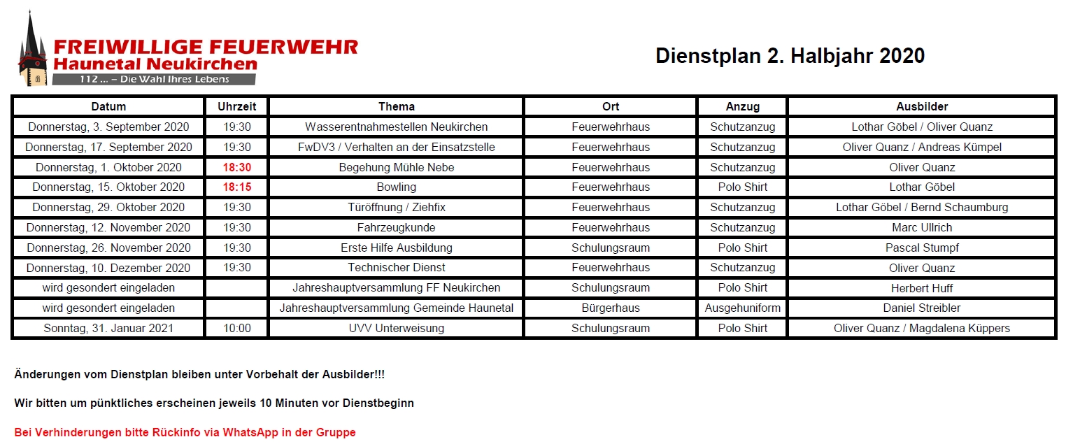 Dienstplan2020 2